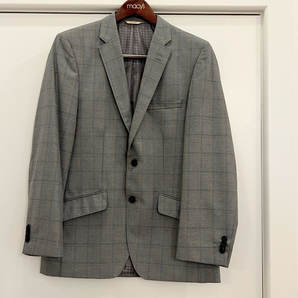 Charcoal Gray Checkered Men's Blazer Haggar 1926 Originals Straight Fit Blazer.